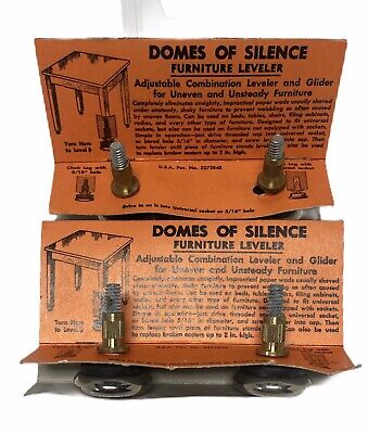 4 NEW VINTAGE ORIGINAL  DOMES OF SILENCE  GLIDES- WOODEN CHAIR 5/16th SOCKET NOS • 23.03£