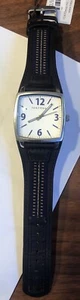 Vintage TOKYObay Watch Silver Tone & Black Leather Band Design - Picture 1 of 24