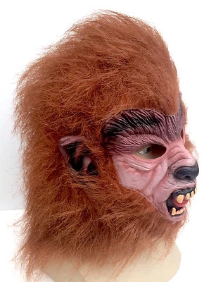 Teen Wolf Brown Werewolf Mask Halloween Horror Fancy Dress 80's Cosplay Costume - Image 1 of 4