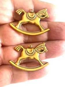 3pcs Brass rocking horse Vintage charms pendant free shipping - Picture 1 of 2