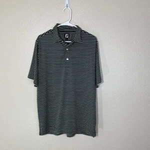 FootJoy FJ Green Navy Striped Golf Polo Shirt Medium M - Picture 1 of 5