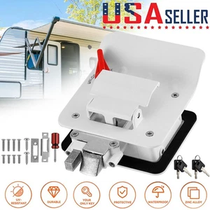 Remolque cámper cerrojo con manija de pestillo de cerradura de puerta de entrada con paleta blanca para autocaravana EE. UU. - Imagen 1 de 15