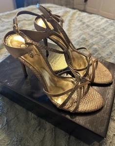 Carlos by Carlos Santana braune Damen-Pumps offene Zehenpartie Stilettoabsatz Sandalen 7 M - Bild 1 von 6