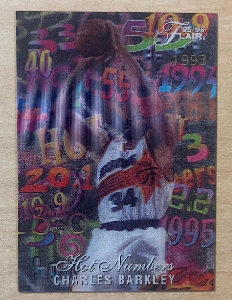 1995-96 Fleer Flair Hot Numbers #1 Charles Barkley 3D inserción lenticular soles Foto 1 de 2