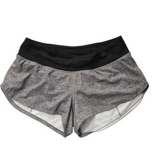 Lululemon Shorts Womens 6 Gray Black High Rise Lightweight Running Athletic - Picture 1 of 15