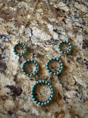 Sterling Silver and Turquoise Necklace Kingman Turquoise Necklace Southwestern - Image 1 of 4