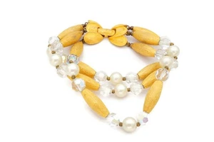 Vintage Kramer Armband goldfarbene Kristallperlen Kunstperlen 7,75 Zoll - Bild 1 von 8