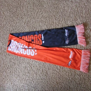 NIP NFL Licensed Denver Broncos Reversible Silky Logo Scarf Fringed 60" Long - Picture 1 of 2