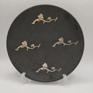 Perstorp Schweden Bakelit Sterling Silber Weinrebe Intarsien Midcentury runder Teller - Bild 1 von 6