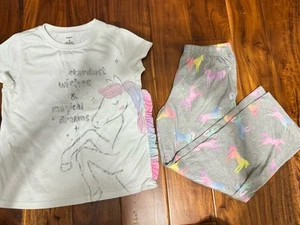 Girls Carters Unicorn 2 Piece Pajama Set Shirt Pants Rainbow Size 8 - Picture 1 of 3