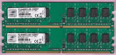 2GB 2x1GB DDR2-800 PC2-6400 G.SKILL F2-6400CL5S-1GBNT Desktop Memory Kit GSKILL - Image 1 of 2