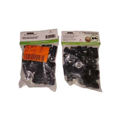 100 Baluster connectors for ¾” OD Metal balusters. Black Polypropylene (Fixed Ba - Image 1 of 4