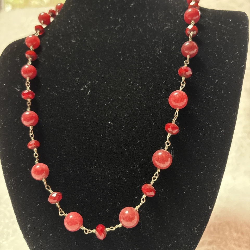 Rare Handmade, Ruby, Necklace, Gemstone, Sterling Silver Boho Exquisite Find - Image 1 of 4