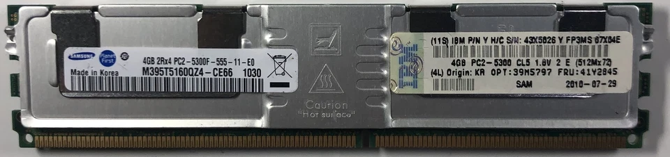 Samsung M395T5160QZ4-CE66 4GB DDR2 Server RAM Memory - Image 1 of 1