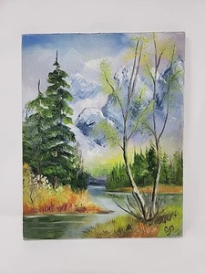 Painting Clearance Coy Oil Canvas Early 20th Century Mountains, River 14"x11" - Picture 1 of 5
