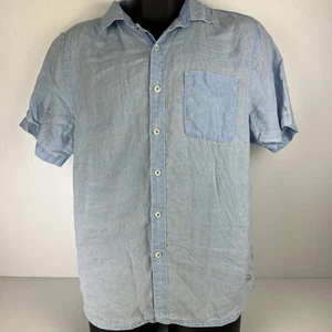 Tommy Bahamas Short Sleeved Button Up Linen Shirt Mens M Blue 58/74 - Bild 1 von 7