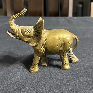 Vintage massiver Messing Rüssel afrikanischer Elefant dekorative Tierskulptur 5” x 5” - Bild 1 von 12