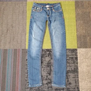 True Religion Women's Skinny Legging 28x30 Pocket Flap Blue Faded Jeans - Picture 1 of 20
