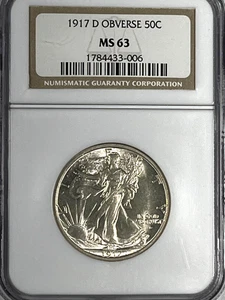 1917-D Vorderseite Walking Liberty Half Dollar: NGC MS63 - Bild 1 von 4