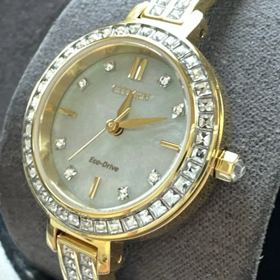 Citizen Eco-Drive Women's Crystal Accents White Dial Band Watch 25mm EM0862-56D - Image 1 of 4