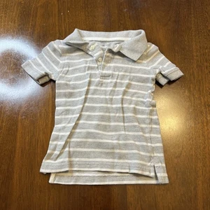 Carter's Toddler 3T Gray/White Striped Polo Shirt Short Sleeve 100% Cotton - Picture 1 of 6