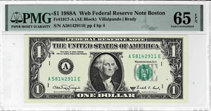 1988A Federal Reserve 'WEB' note-fr.1917-A (AE Block) 4/4-PMG GEM 65 EPQ - Picture 1 of 6