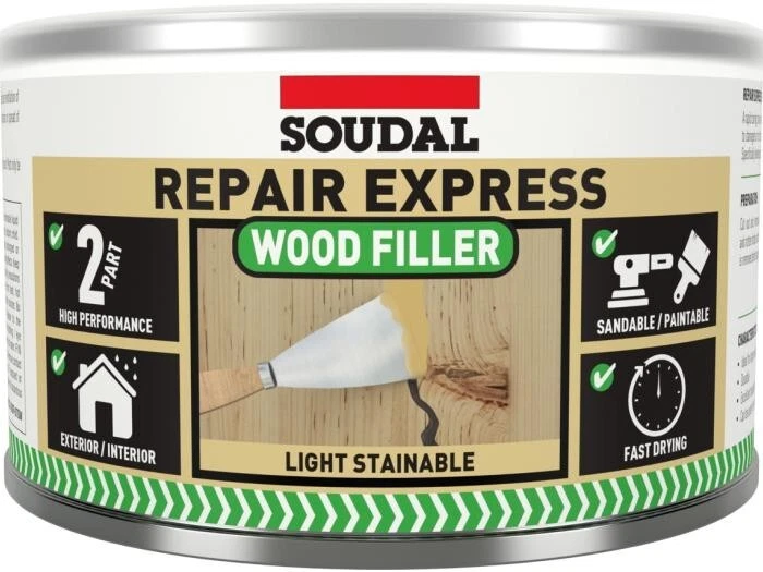 SOUDAL REPAIR EXPRESS WOOD FILLER 500G LIGHT STAINABLE TWO PART