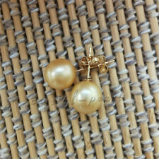natural  9-10 mm golden AAA South Sea Pearl Earrings 14K YELLOW GOLD