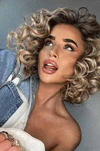 Short Bob Ombre Golden Brown Ash Brown Curly Wig 100% Human Hair Lace Front Wigs - Picture 1 of 5