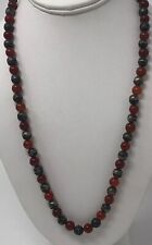 Vintage Sterling Silver Carnelian Bench Bead Ball  Necklace 8mm Mexican Mexico