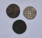 3x VERY OLD COINS FROM FRANCE, c16TH CENTURY, 1 IS SILVER (UK POSTAGE ONLY)