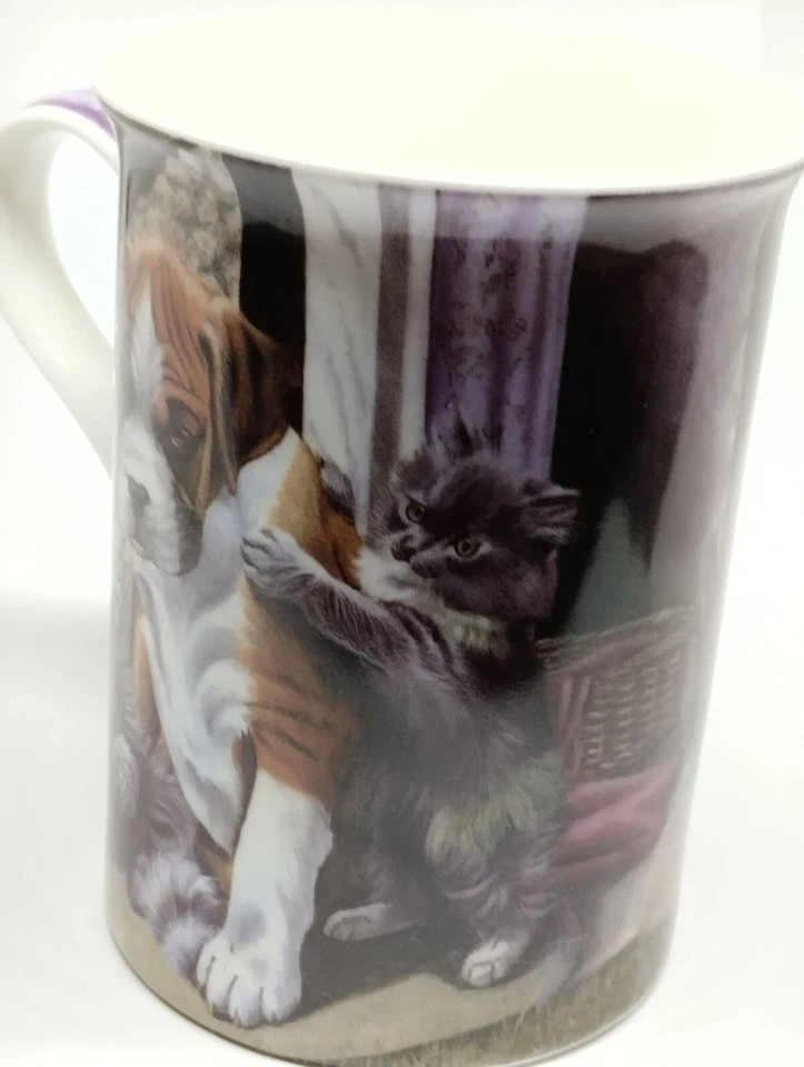 Tasse Mug Céramique The Leonardo Collection Fine Bone China Décor Chien Chat - Photo 1/4