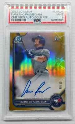 2022 Bowman Chrome Damiano Palmegiani Gold Refractor Auto #49/50 PSA 9 Blue Jays - Image 1 of 2
