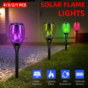 LED Flame Solar Torch Light Waterproof Garden Lantern Lamp Flickering Dancing - Picture 1 of 29