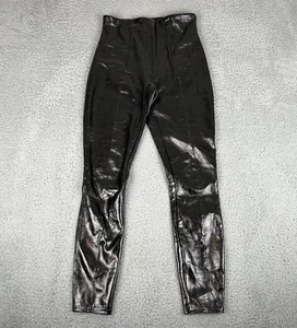 SPANX Black Faux Patent Leather Leggings Size Large Tall 30" inseam 20301-T - Picture 1 of 9