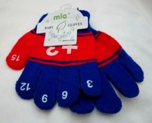 Unisex Boys Girls Infant Toddler Blue & Red Fingered Everyday Gloves-New! - Picture 1 of 1