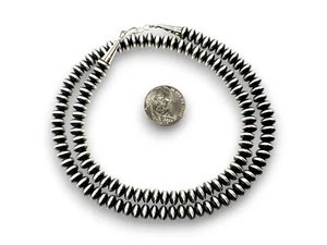 Collar de cuentas planas platillo rondelle de plata de ley con perlas navajo 6 mm 22" 60622 - Imagen 1 de 9