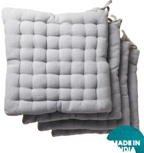 4Reversible Tufted Cushion Chair Pads w/ties(18x18")GREY EMBROIDERED DIAMONDS,CR - Picture 1 of 24