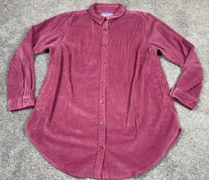 LL Bean Shirt Womens Large Petite PL Pink Comfort Corduroy Relaxed Tunic Casual - Picture 1 of 7