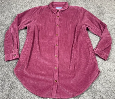 LL Bean Shirt Womens Large Petite PL Pink Comfort Corduroy Relaxed Tunic Casual - Image 1 of 4