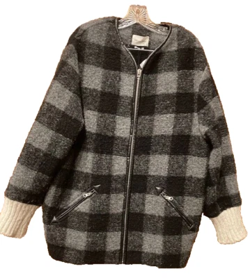 ISABEL MARANT GELICIA 42/10 Gray & Black Check Checked Sweater Jacket Coat #4200 - Image 1 of 4