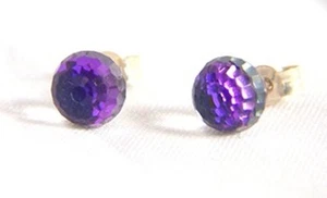 925 Sterling Silver Swarovski Elements Amethyst Crystal Ball Studs Earrings GIFT - Picture 1 of 5