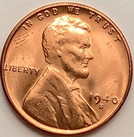 1940 S  Uncirculated BU Red RD  Lincoln Wheat Cent. ~ A797 Cover