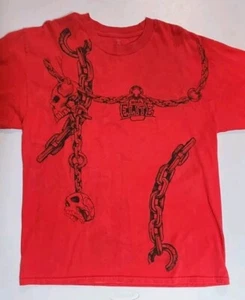 Y2K Rare Mens L Red MMA Elite x Chuck Liddell Skull & Chains Grunge Skate Shirt - Picture 1 of 5
