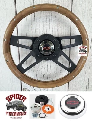 80-87 Blazer Chevrolet пикап деревянный руль красный галстук-бабочка 13 1/2» ореховый II - Изображение 1 из 4