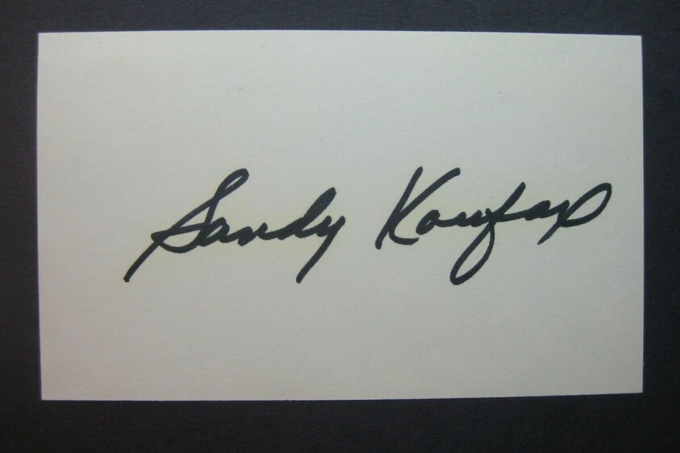 SANDY KOUFAX signed 3x5 index card autograph auto Los Angeles Dodgers HOF - Image 1 of 1