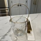 Vintage Crystal Ice Bucket With Gold Handle And Tongs