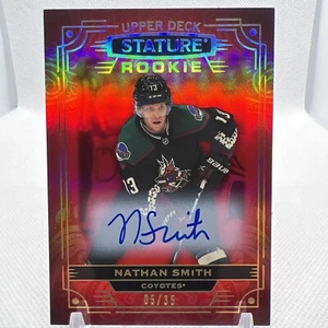 Nathan Smith 2022-23 Stature Red Rookie Auto /35 Arizona Coyotes Utah - Picture 1 of 2