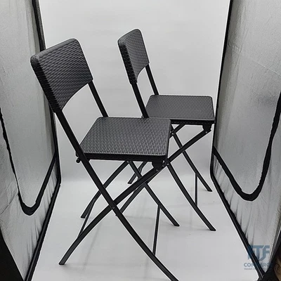 Relaxdays Barhocker klappbar, 2er Set, Rattan-Optik, Rückenlehne, HBT: 115 x 44  - Bild 1 von 4