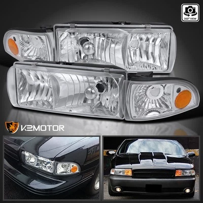 Fits 1991-1996 Chevy Caprice 1994-1996 Impala Clear Headlights+Corner Lamps L+R Foto 1 de 4